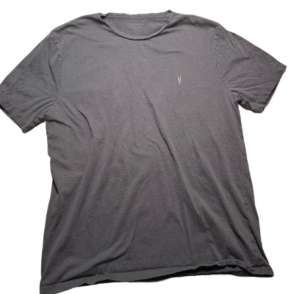 All Saints Brace Tonic Brushed Cotton Crew Neck Charcoal Short Sleeve Tee